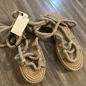 Pull & Bear lace up rope sandals (size 9)